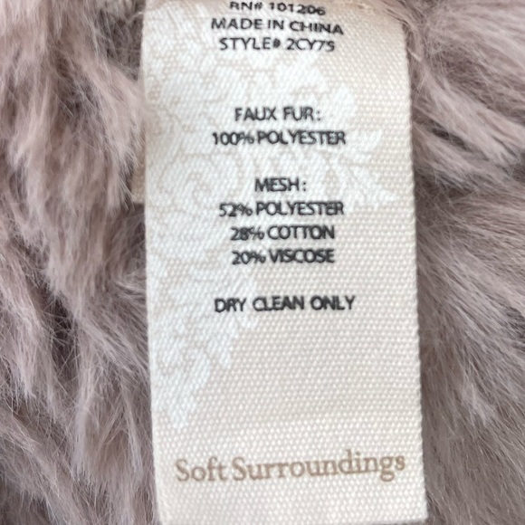 Soft Surroundings Taupe Faux Fur Draped Vest, Size Medium - Picture 5 of 10